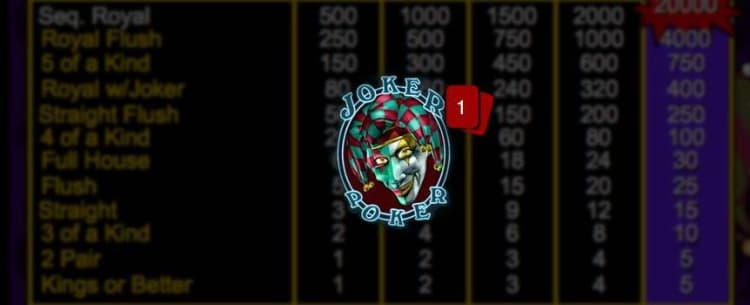 Joker Poker 1 Hand