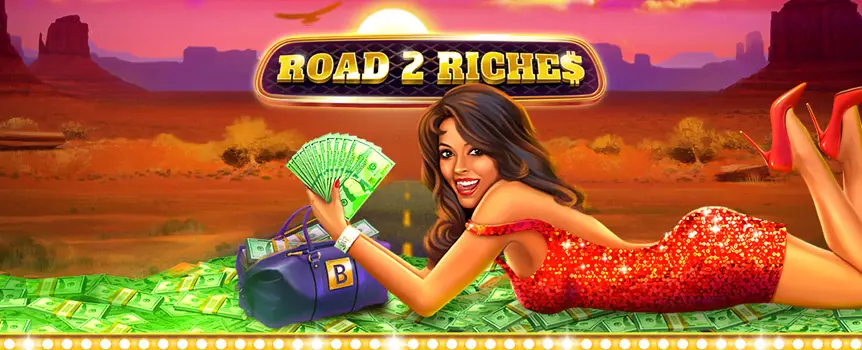 Feel the wind in your hair and the sun in your face as you travel across the USA along the iconic Route 66 in the real-money slot, Road 2 Riches.