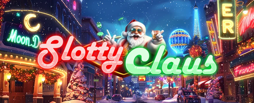 It is snowing in Las Vegas in Slotty Claus. Play at Cafe Casino and Hold and Win your way to the 5,687x max win! 