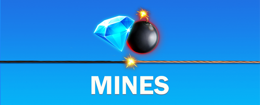 Uncover diamonds and avoid hidden bombs in Mines. Adjust the grid size, set the number of mines, and play for a chance to win up to a 10,000x Multiplier.